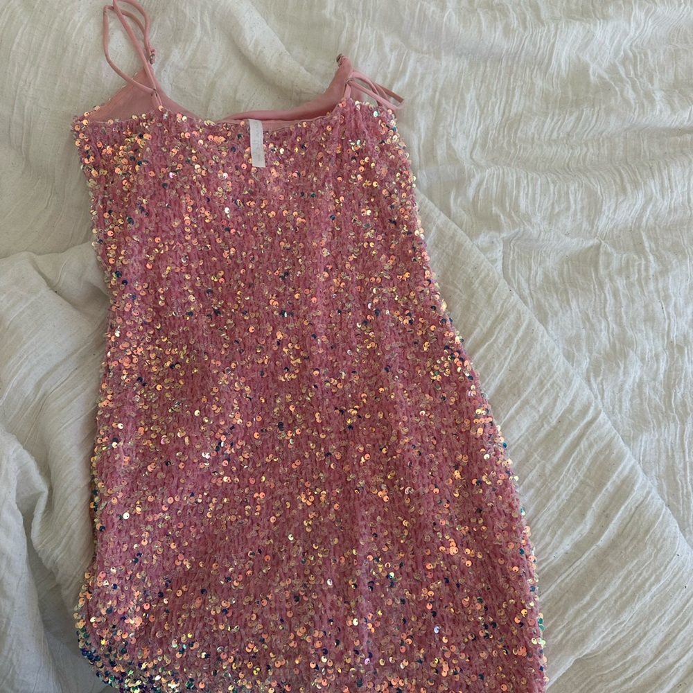 Pink Sequin Mini Dress - Picture 3 of 4
